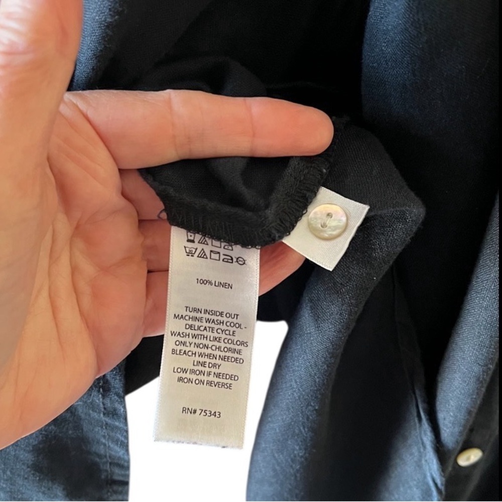 Sigrid Olsen Black Linen Button Shirt Size 3X - Picture 8 of 8